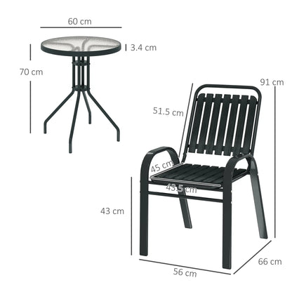 Outsunny 3 Pieces Patio Bistro Set with Stackable Chairs
