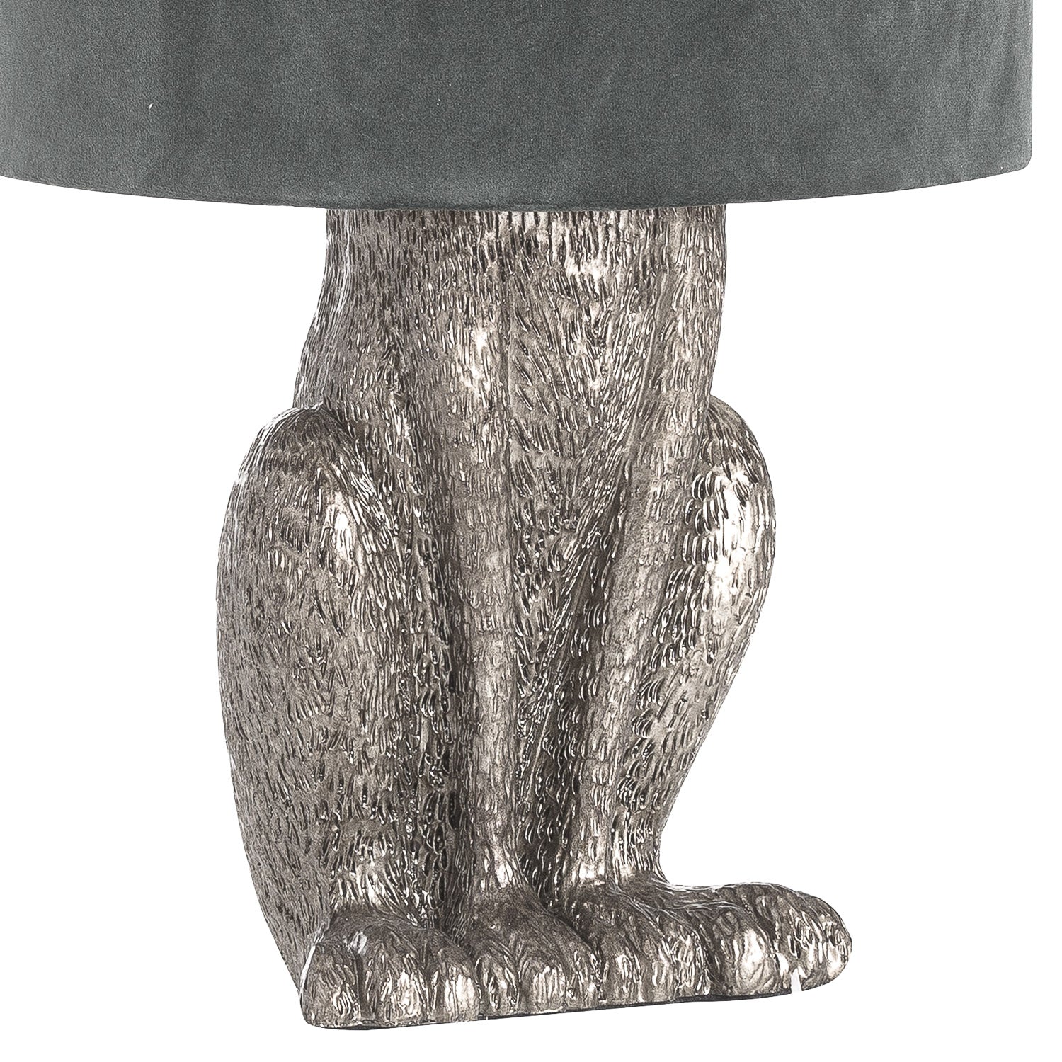 Silver Hare Table Lamp With Grey Velvet Shade - LuxmeLounge - [vendor_name]