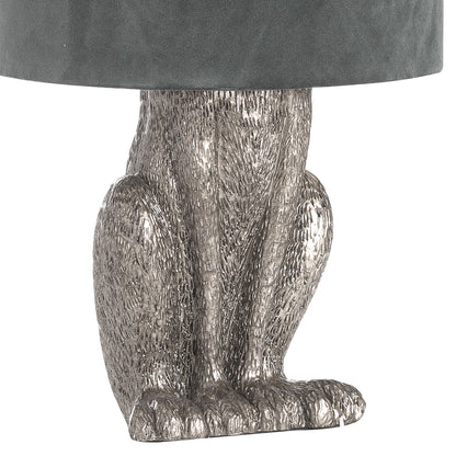 Silver Hare Table Lamp With Grey Velvet Shade - LuxmeLounge - [vendor_name]