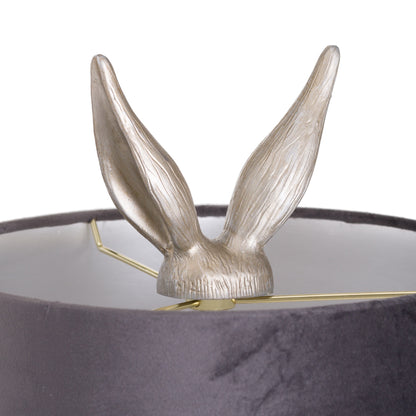 Silver Hare Table Lamp With Grey Velvet Shade - LuxmeLounge - [vendor_name]