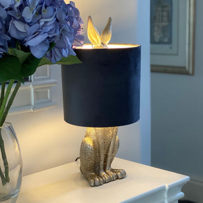Silver Hare Table Lamp With Grey Velvet Shade - LuxmeLounge - [vendor_name]
