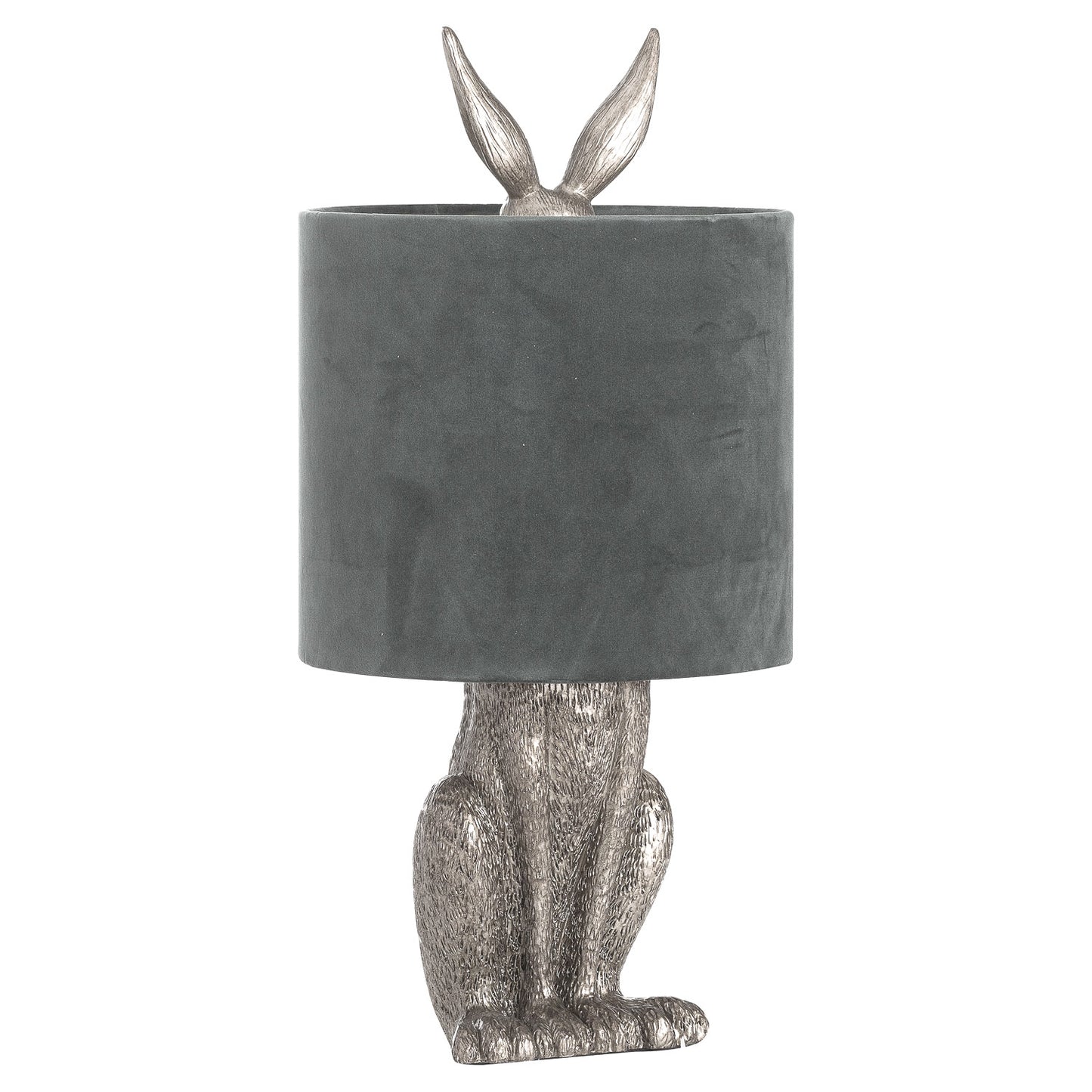 Silver Hare Table Lamp With Grey Velvet Shade - LuxmeLounge - [vendor_name]