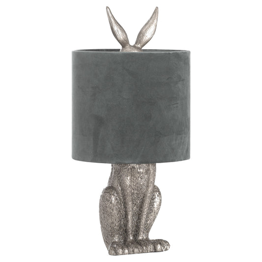 Silver Hare Table Lamp With Grey Velvet Shade - LuxmeLounge - [vendor_name]