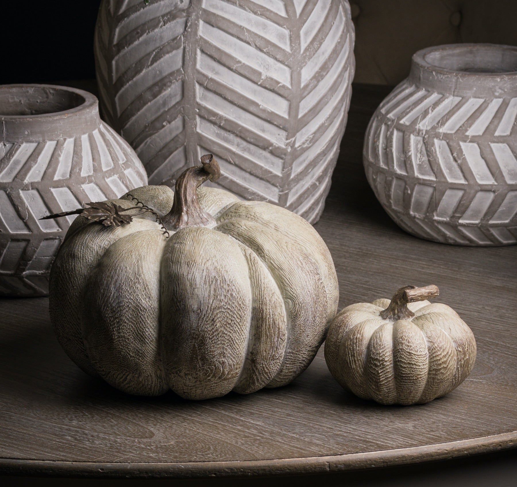 Carved Wood Effect Small Squat Pumpkin - LuxmeLounge - [vendor_name]