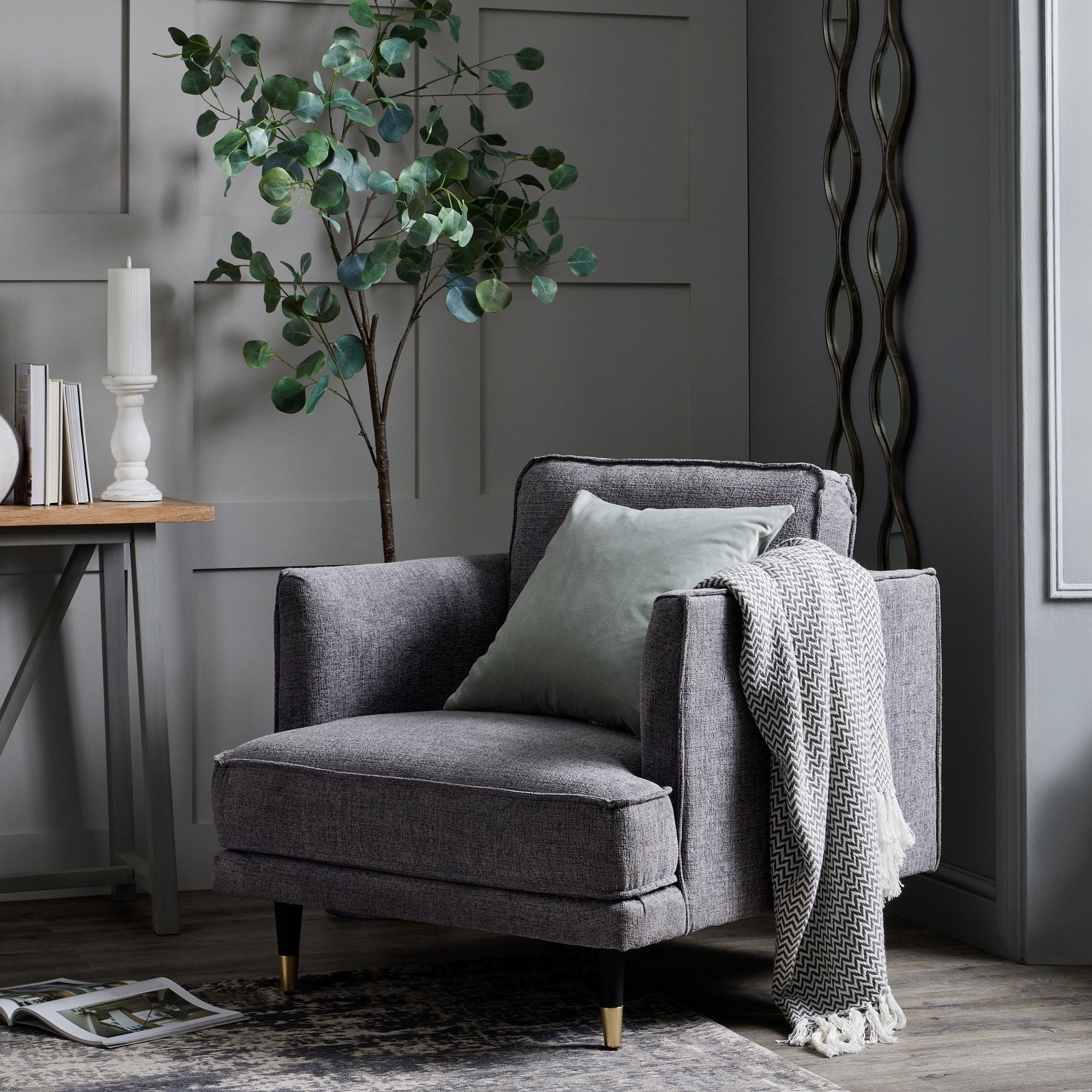 Hampton Grey Large Arm Chair - LuxmeLounge