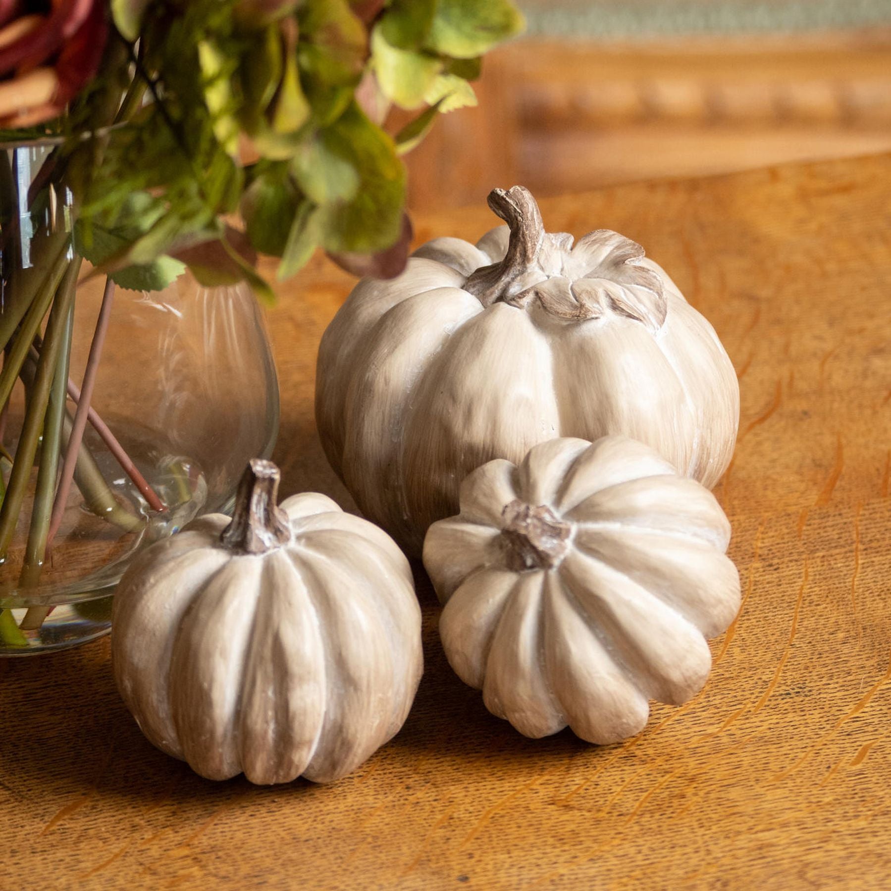 Set Of Six Carved Wood Effect Pumpkins - LuxmeLounge - [vendor_name]