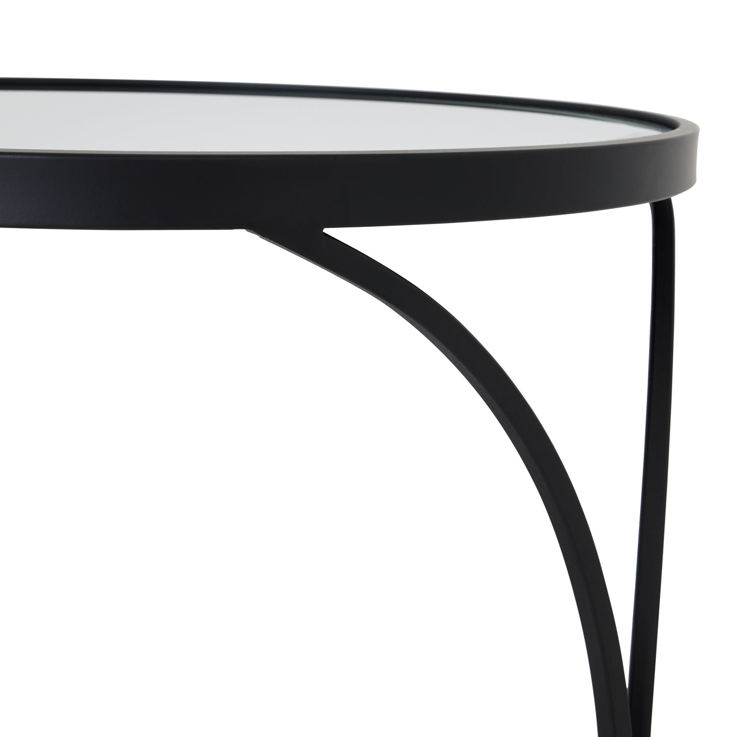 Concaved Set Of Two Black Mirrored Side Tables - LuxmeLounge