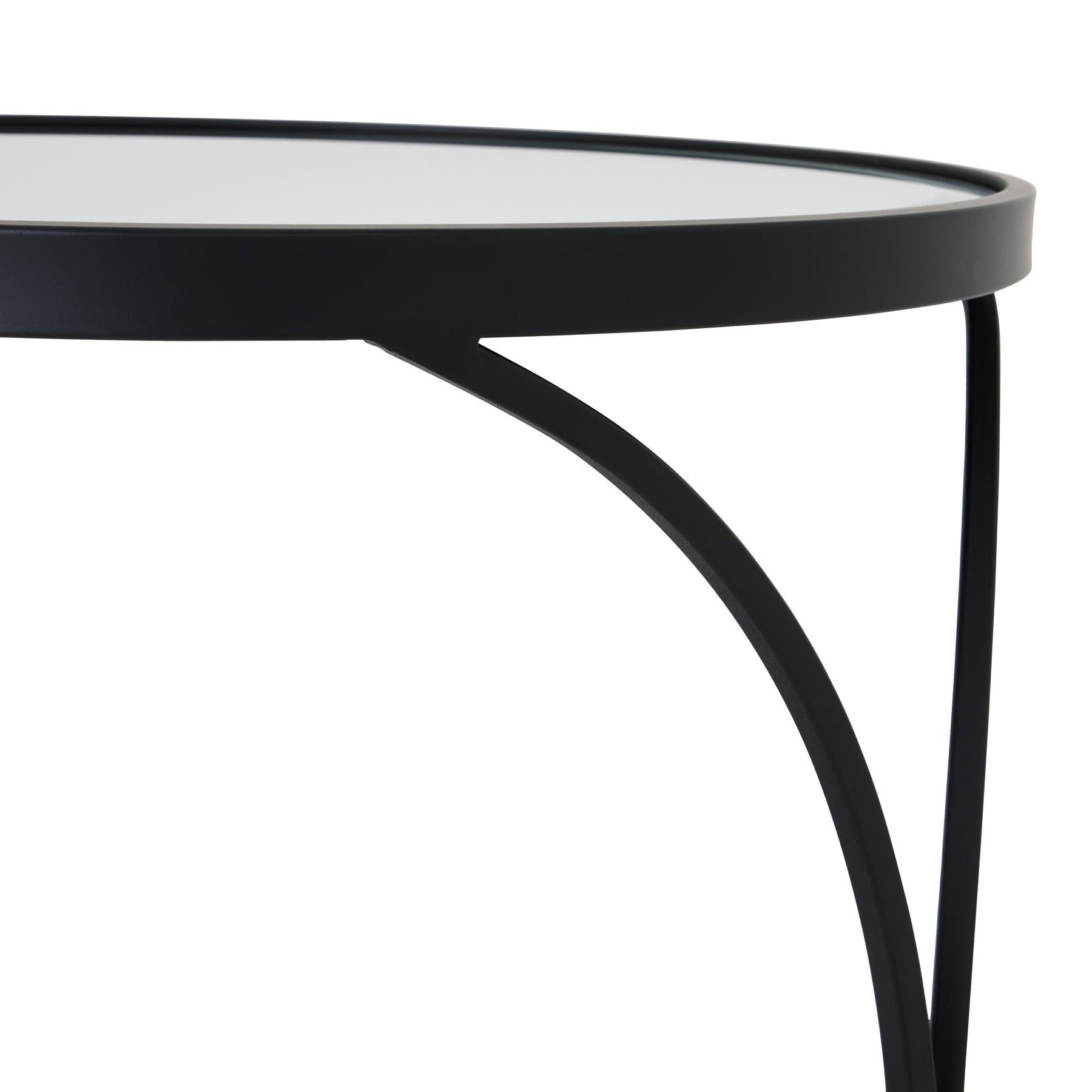 Concaved Set Of Two Black Mirrored Side Tables - LuxmeLounge