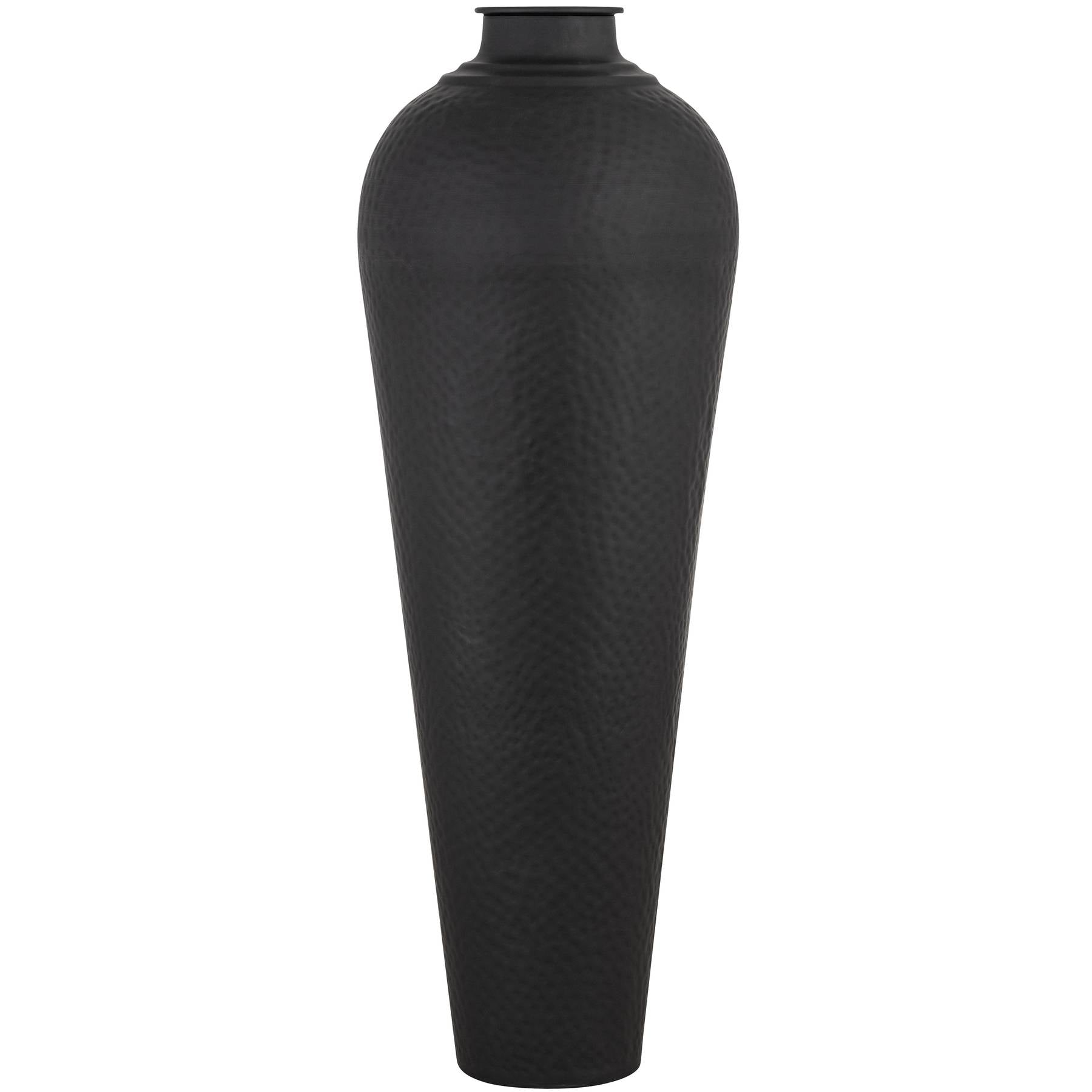 Matt Black Large Hammered Vase With Lid Large