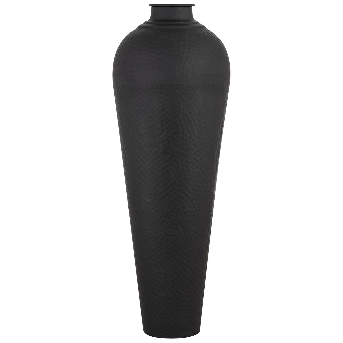 Matt Black Large Hammered Vase With Lid Large