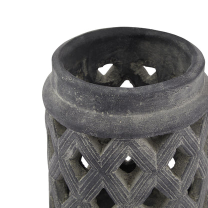 Amalfi Grey Large Lattice Lantern - LuxmeLounge