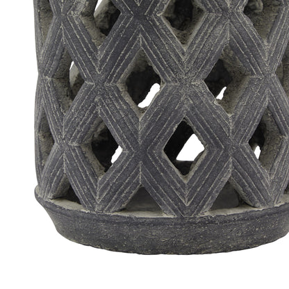 Amalfi Grey Large Lattice Lantern - LuxmeLounge