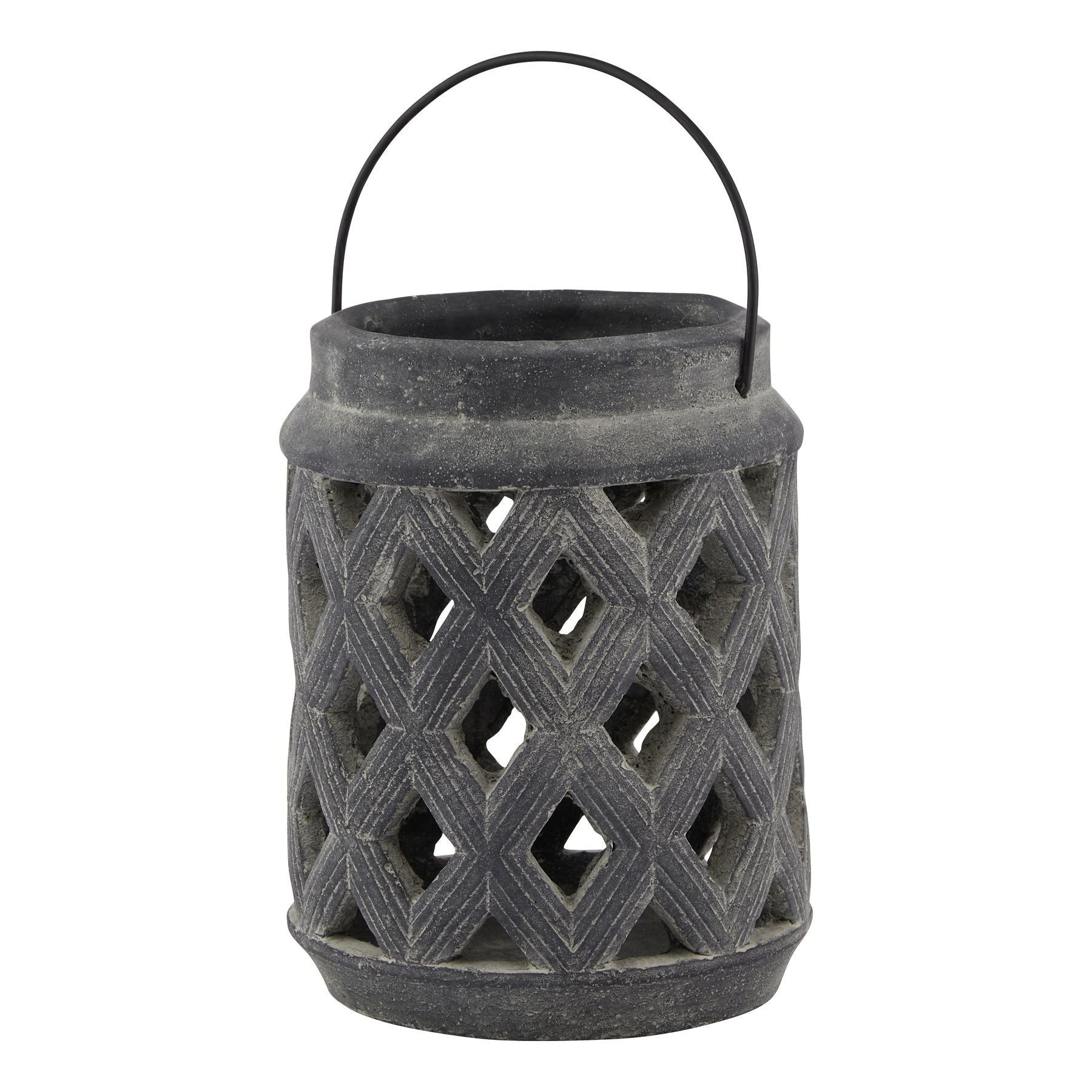 Amalfi Grey Large Lattice Lantern - LuxmeLounge