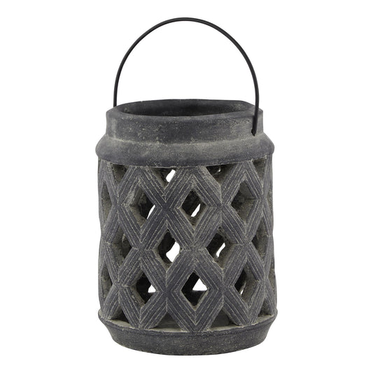 Amalfi Grey Large Lattice Lantern - LuxmeLounge