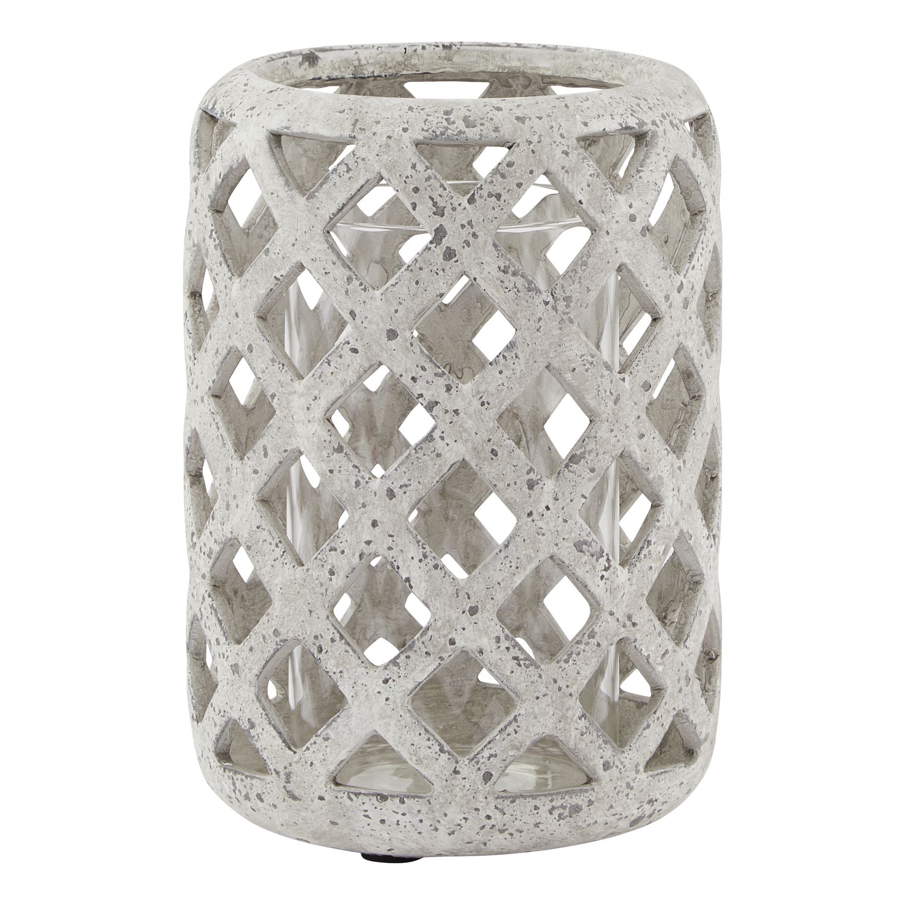 Grey Stone Effect Hurricane Lantern - LuxmeLounge