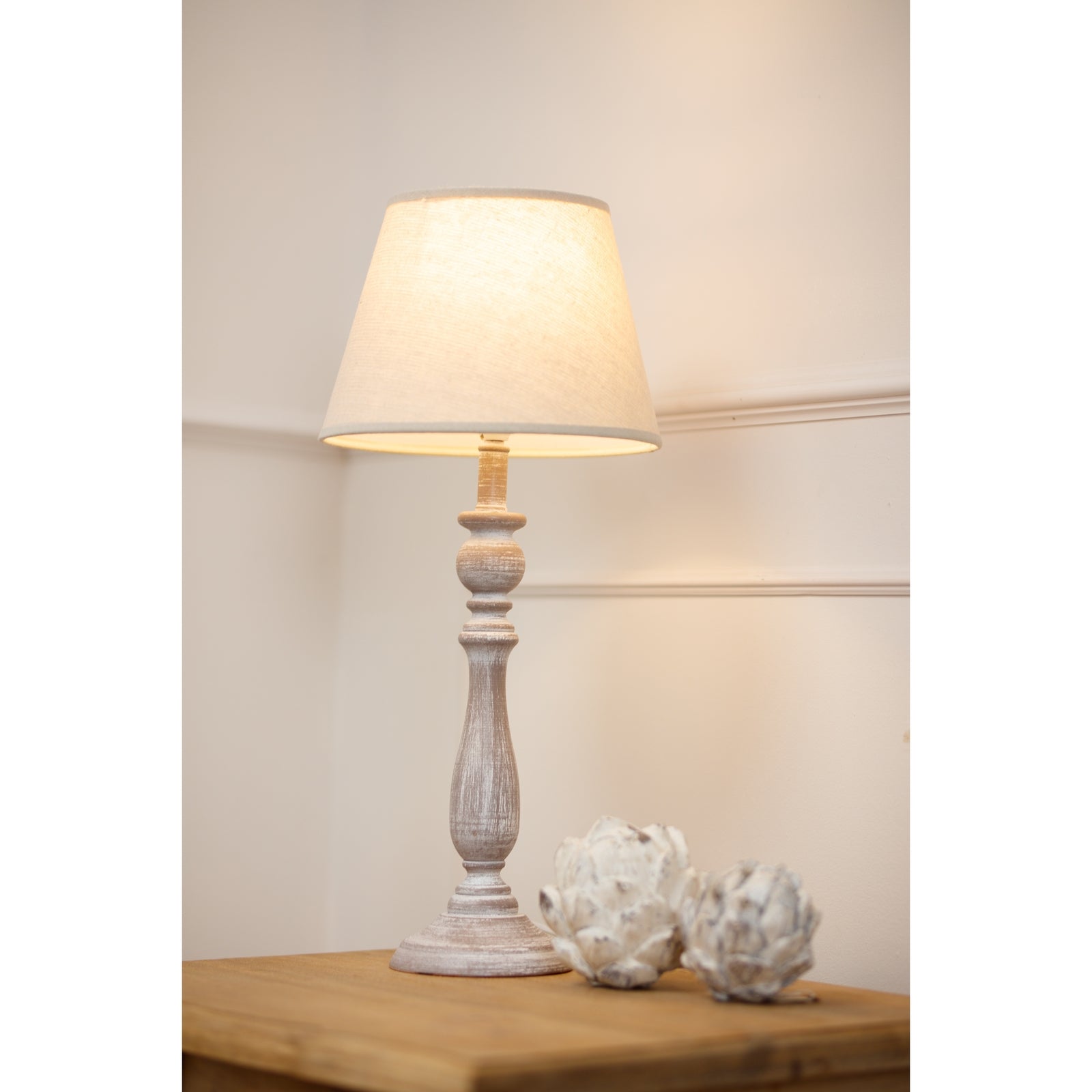 Dunum Column Table Lamp With Linen Shade - LuxmeLounge