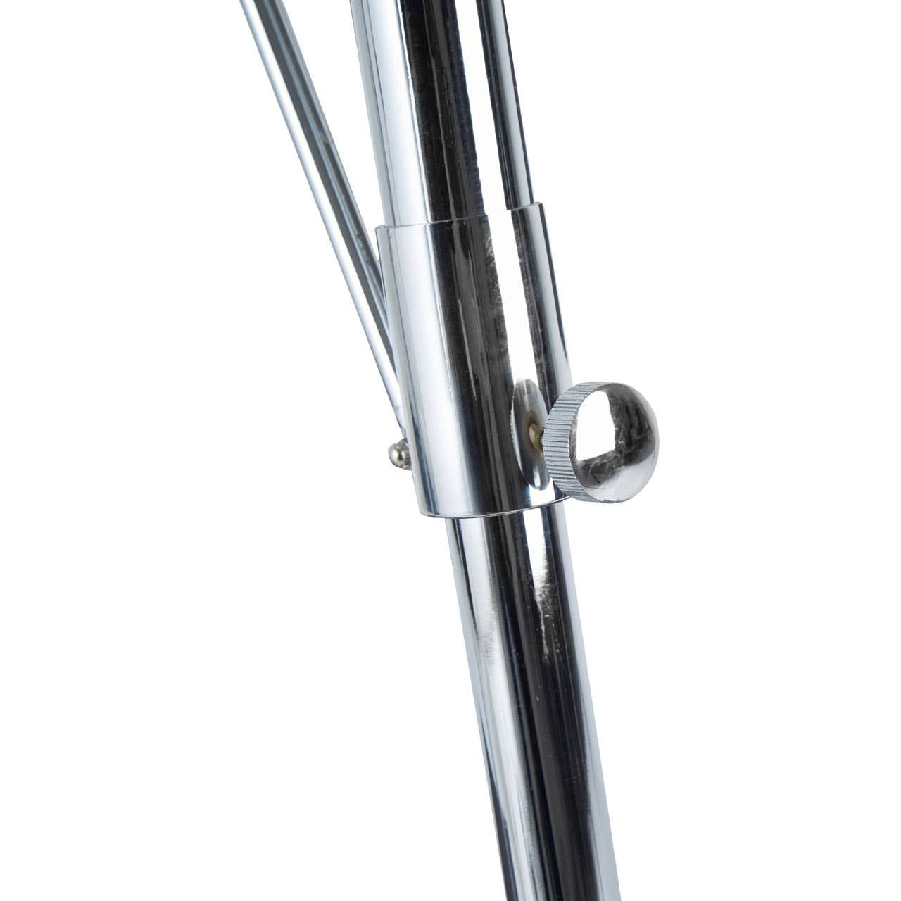 Close-up of a chrome bicycle frame on a white background