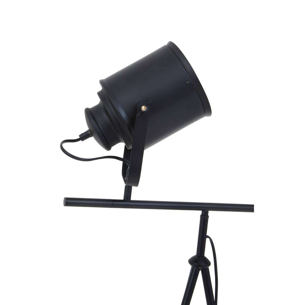 Black adjustable studio light on a white background