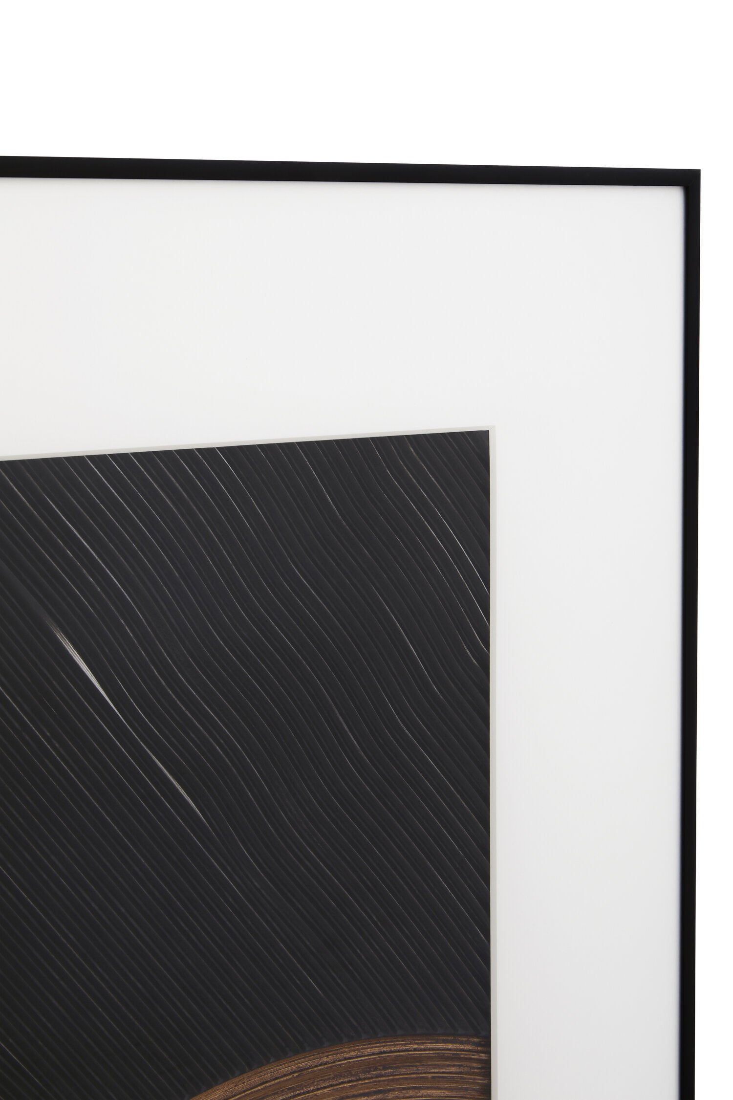 Framed abstract artwork with black and white color scheme