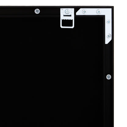 Black metal bracket with screws on a white background