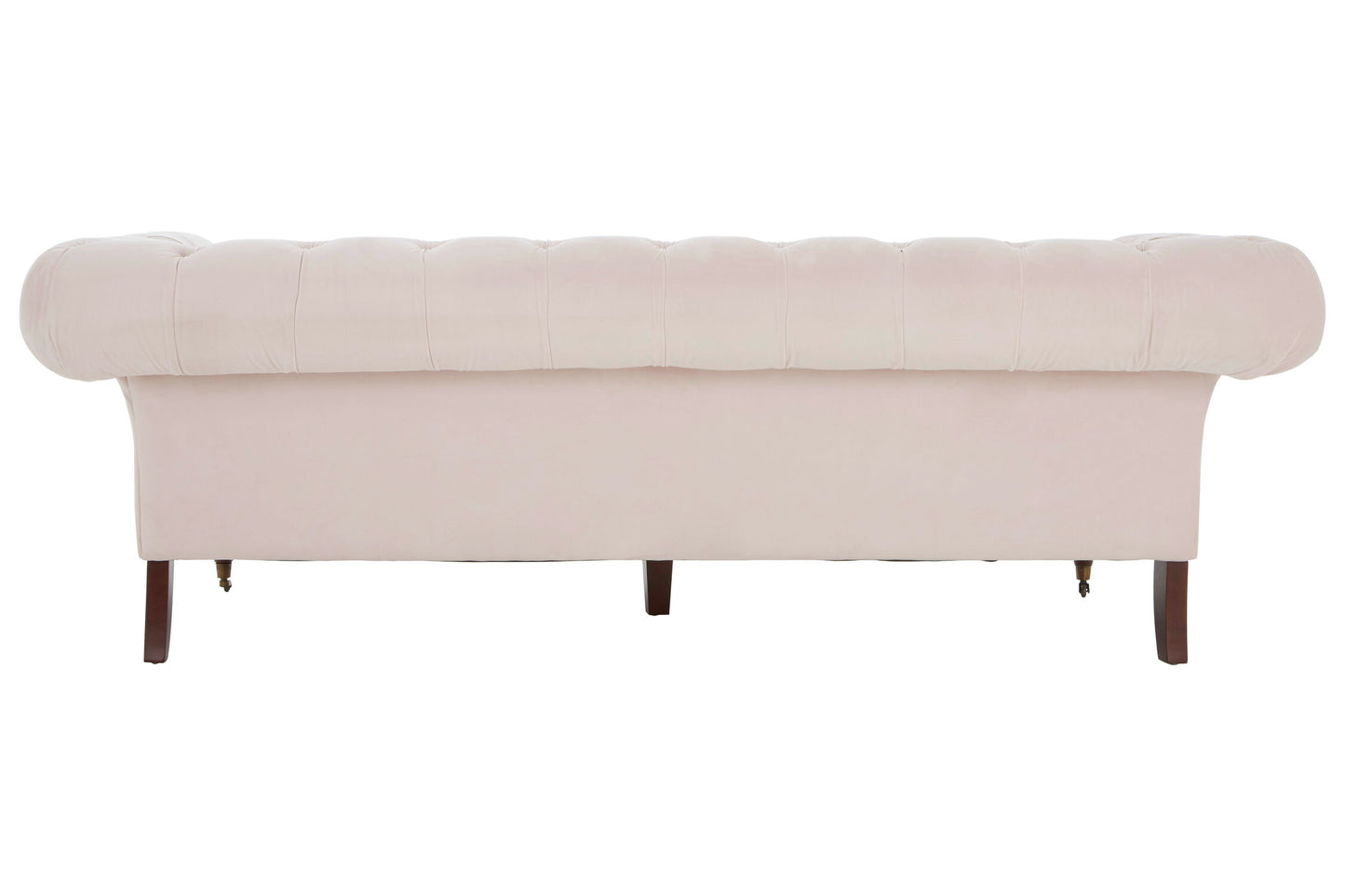 Beige sofa with wooden legs on a white background