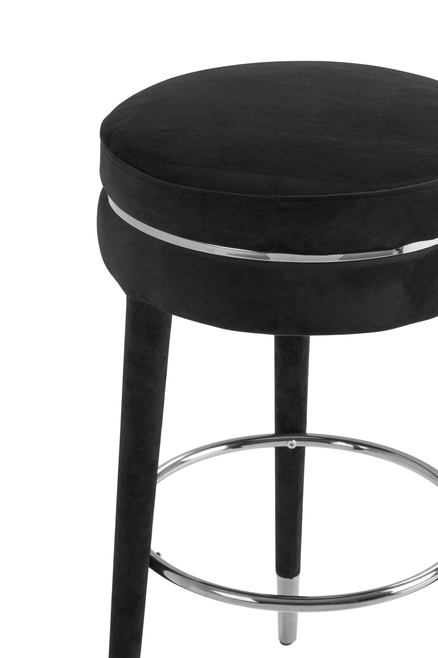 Manhattan Grey Velvet Bar Stool with Rubberwood Legs