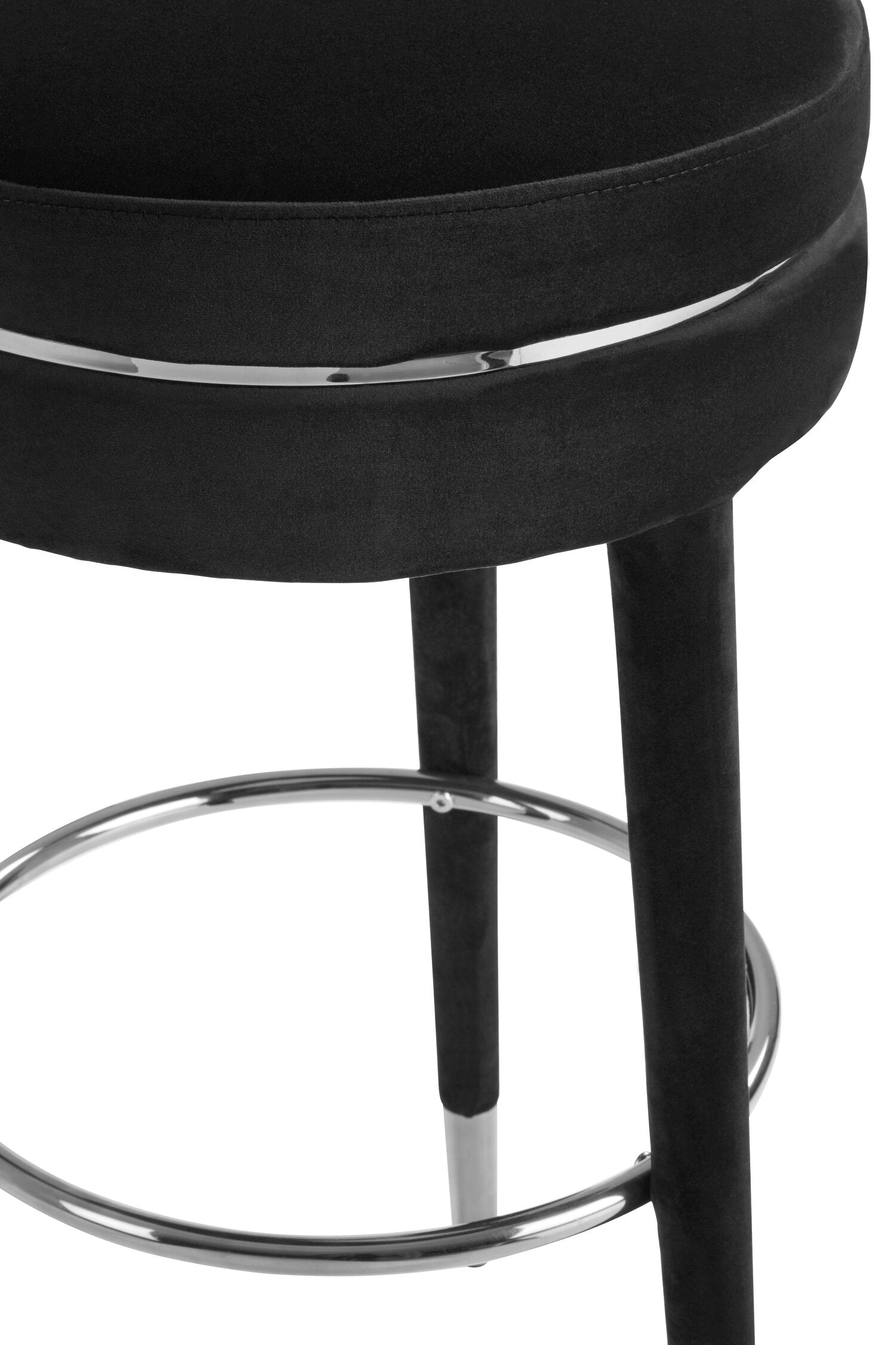 Manhattan Grey Velvet Bar Stool with Rubberwood Legs