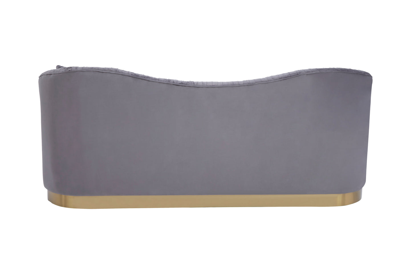 Gray strapless top with a gold band on a white background