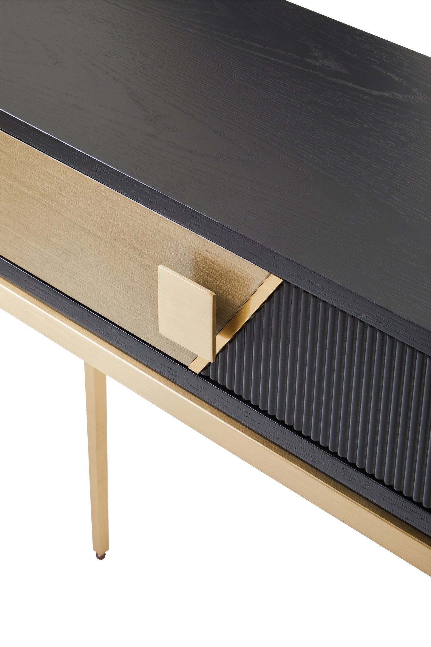 Black and gold console table with a minimalist design