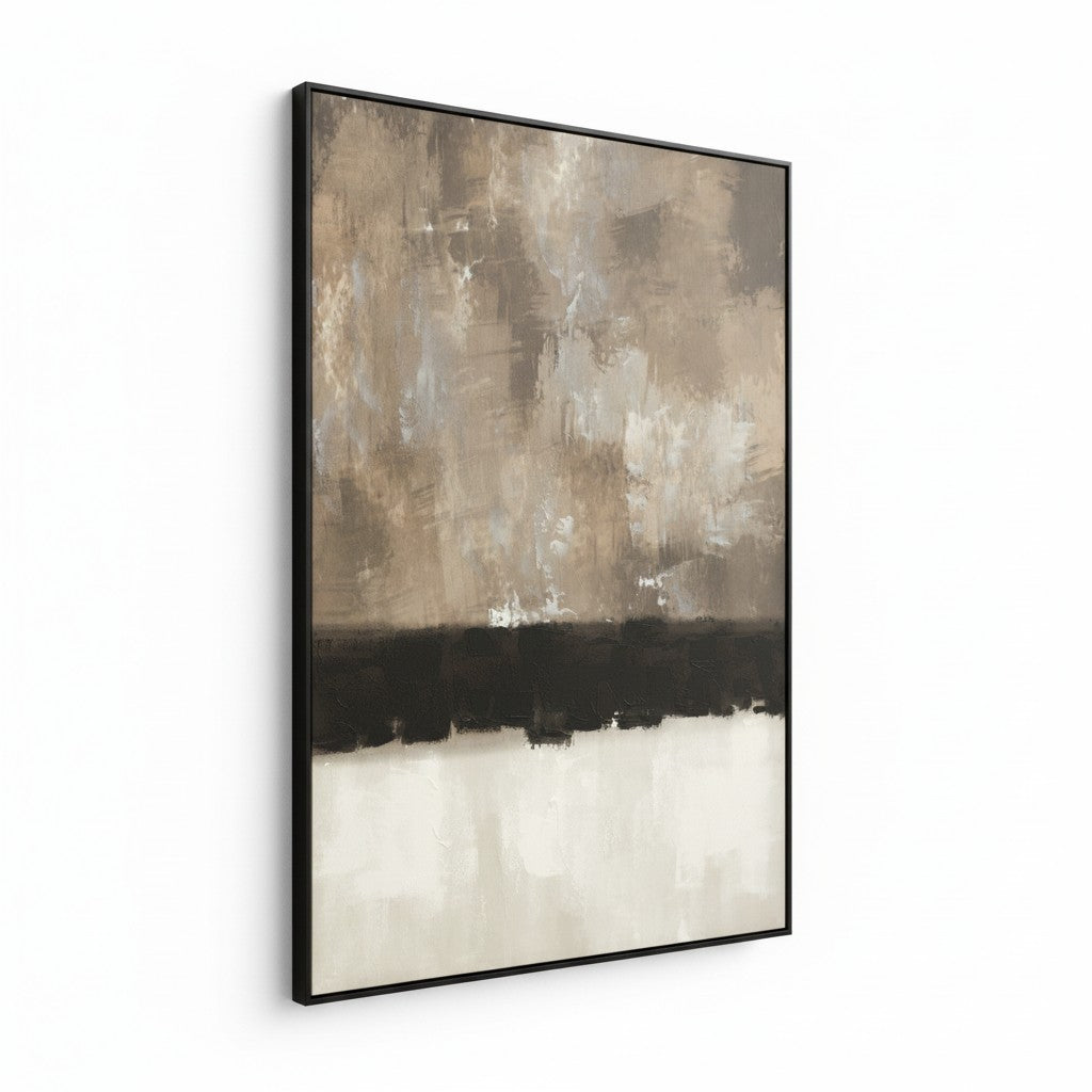 Abstract art painting with a black frame on a white background