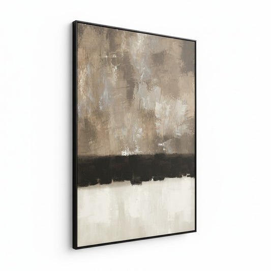 Abstract art painting with a black frame on a white background