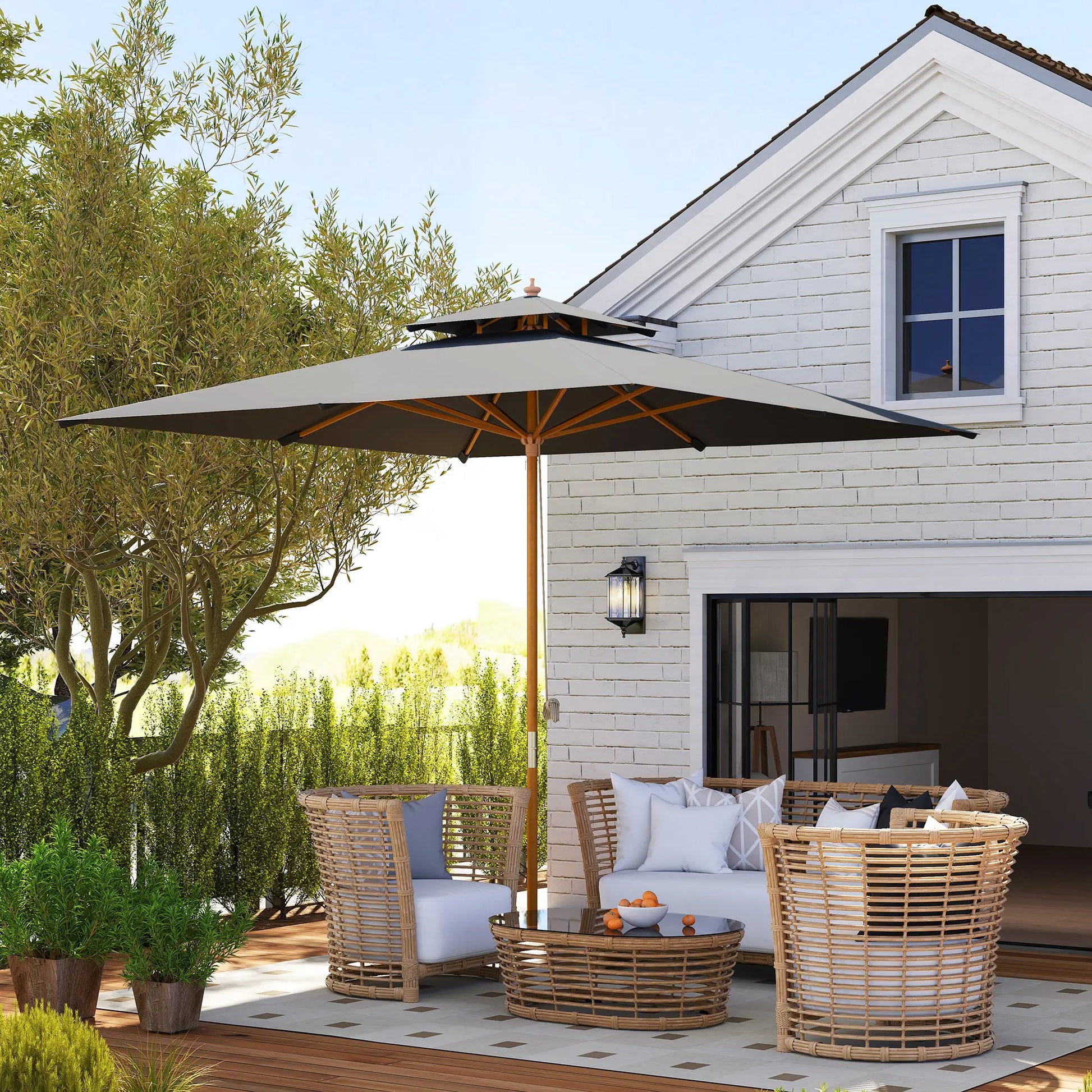 Outsunny 3 m Square Canopy Parasol