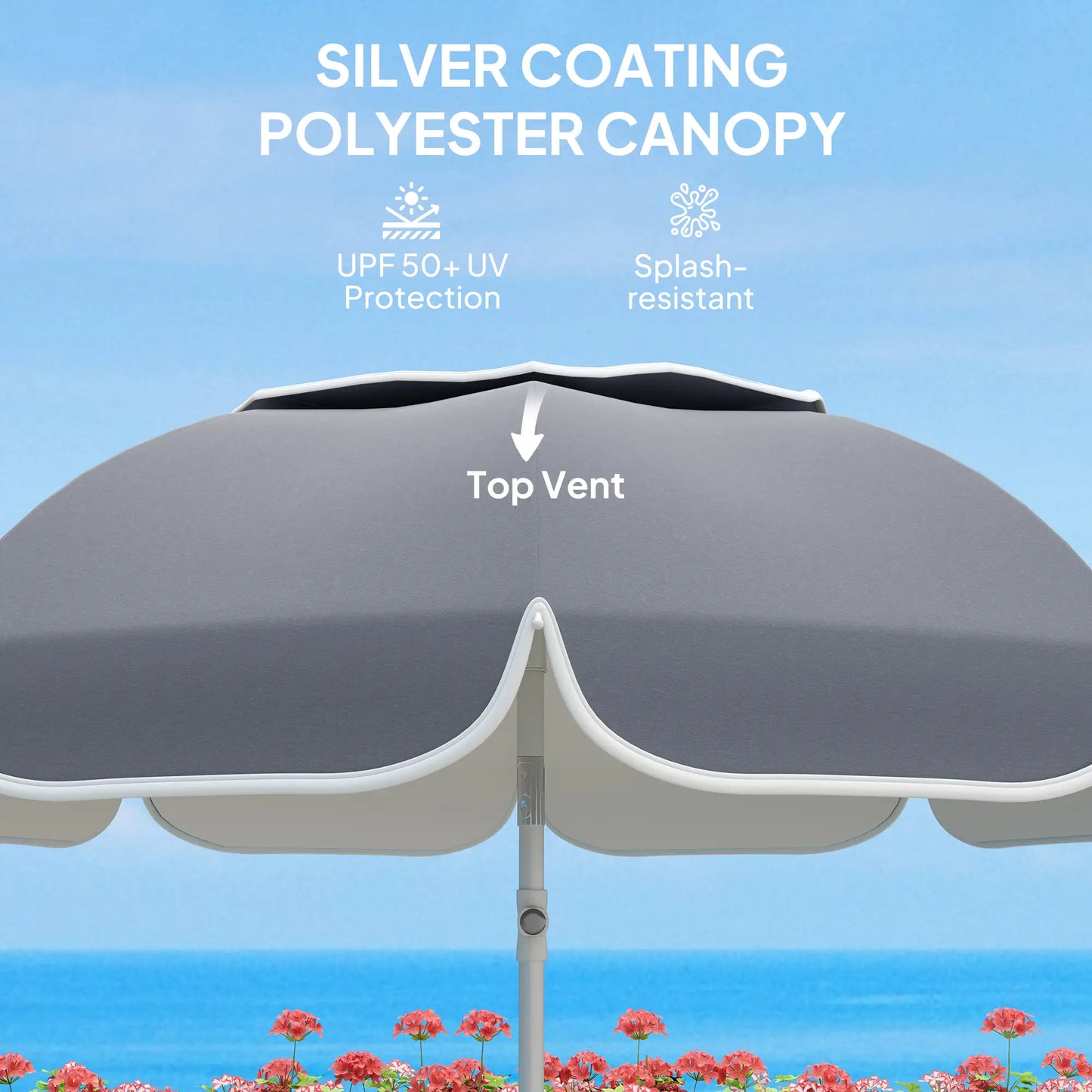 Outsunny Beach Umbrella Portable with Sand Anchor