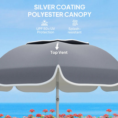 Outsunny Beach Umbrella Portable with Sand Anchor
