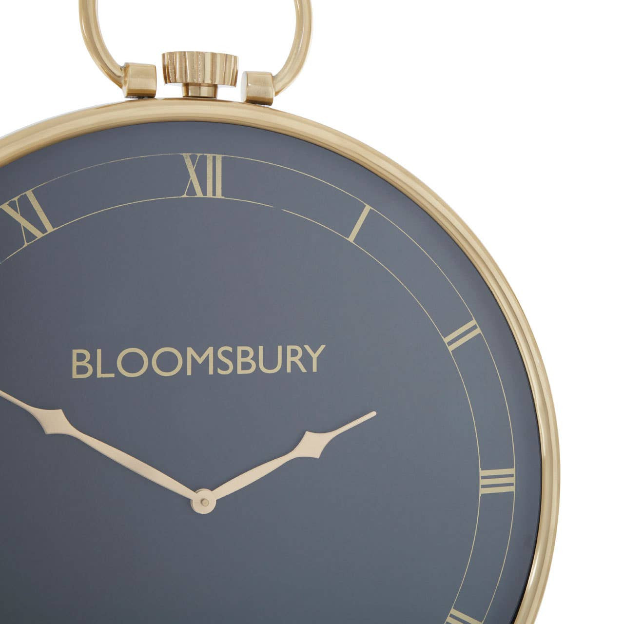 Pocket watch with 'Bloomsbury' branding on a blue face