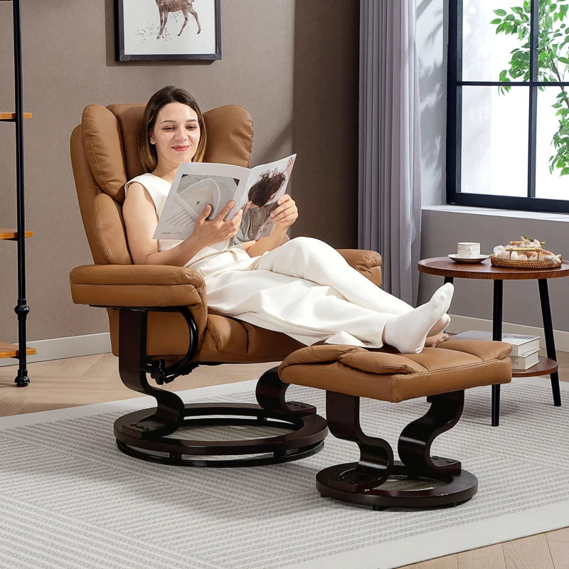 HOMCOM Faux Leather Recliner Chair and Footstool - LuxmeLounge - [vendor_name]