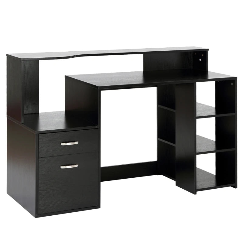 HOMCOM Computer Desk with Drawers and Storage Shelves - LuxmeLounge - [vendor_name]