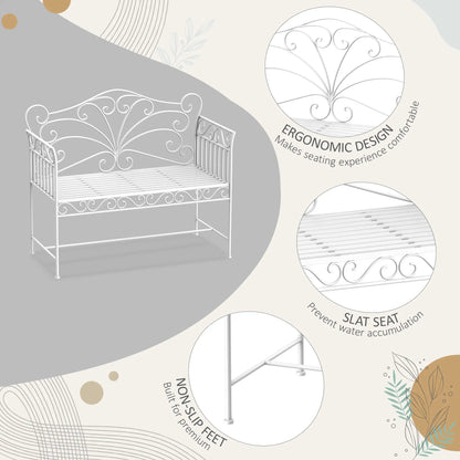 Decorative metal bench with ergonomic design features on a neutral background