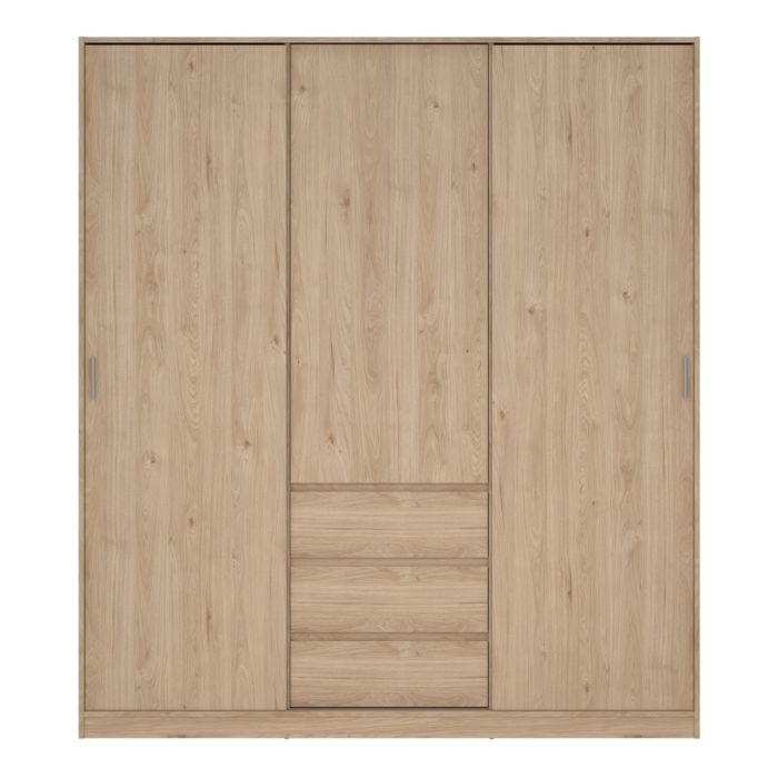 Wooden wardrobe with sliding doors on a white background