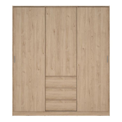 Wooden wardrobe with sliding doors on a white background
