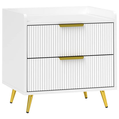 HOMCOM Elegant Two-Drawer Bedside Table