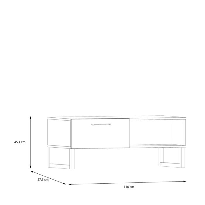 Line drawing of a rectangular object with dimensions labeled