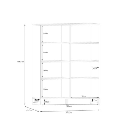 Technical drawing of a rectangular frame with dimensions labeled