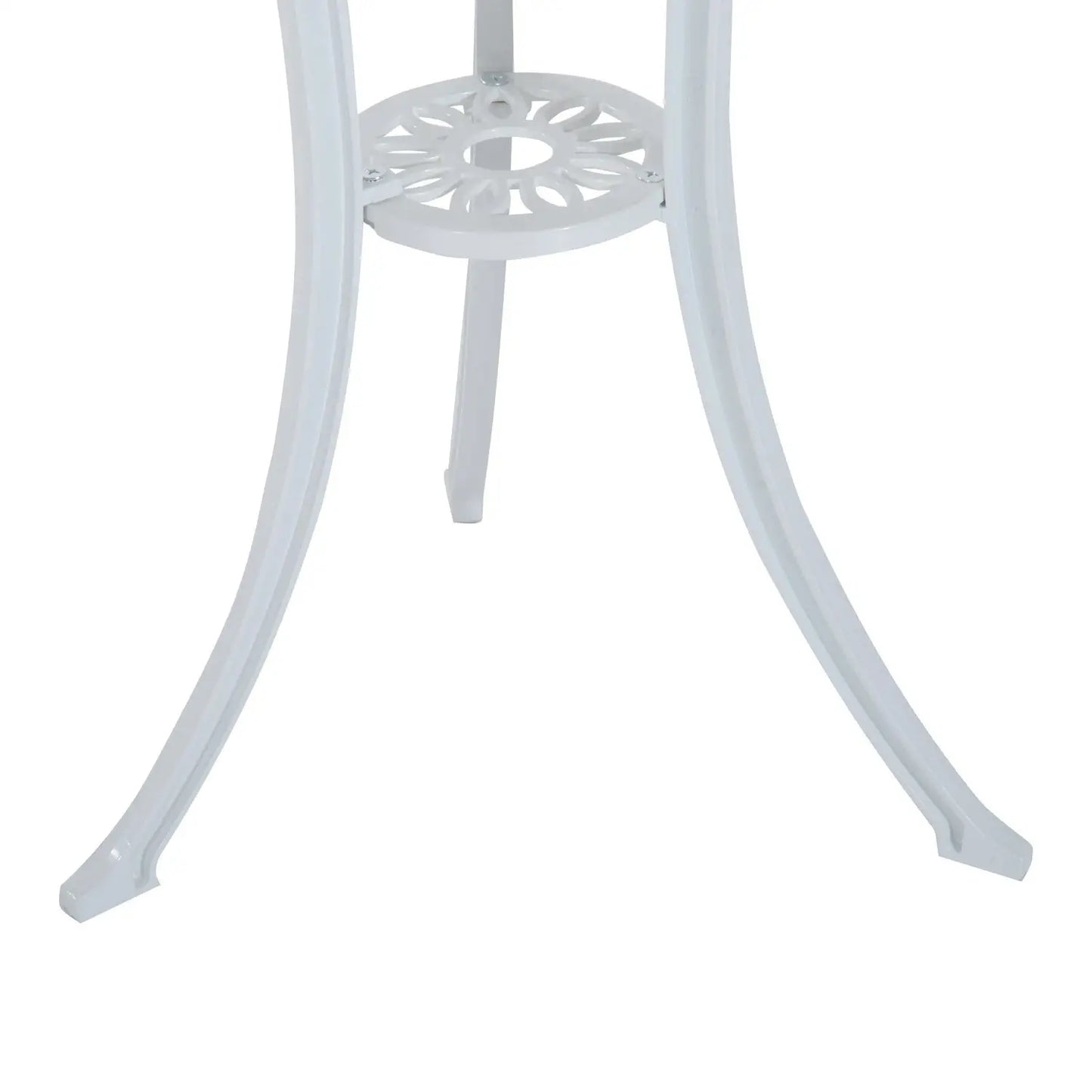 White metal chair leg on a white background