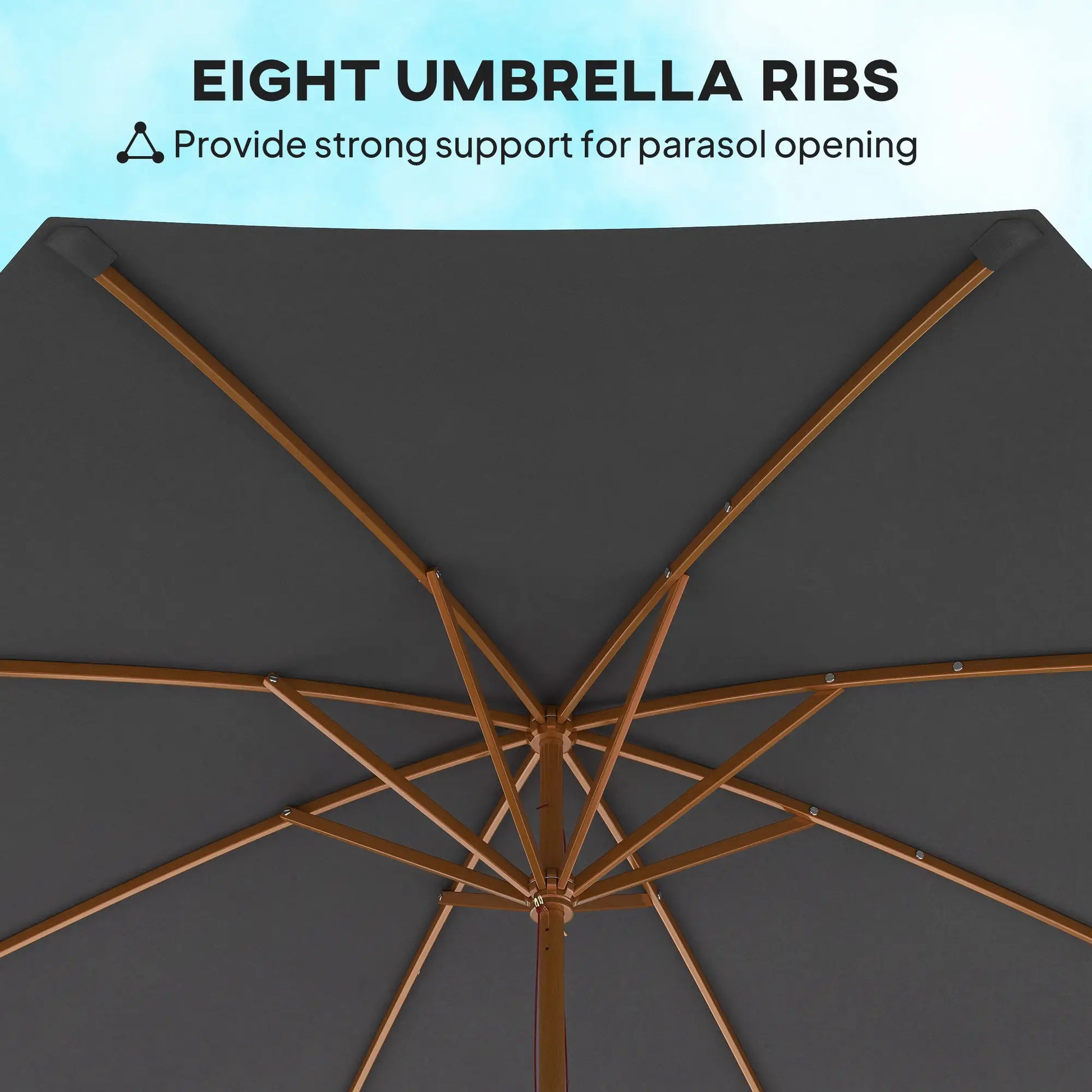 Outsunny 3m Wood Pole Parasol Umbrella