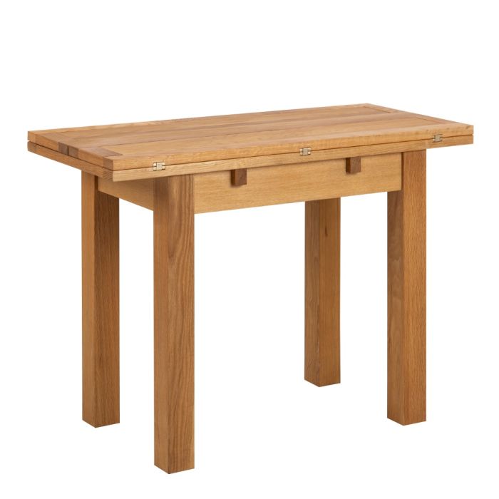 Wooden table with a drawer on a white background