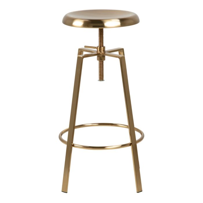 Gold metal bar stool on a white background