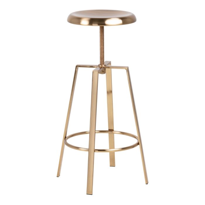 Gold metal bar stool on a white background