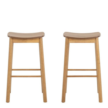 Two wooden bar stools on a white background