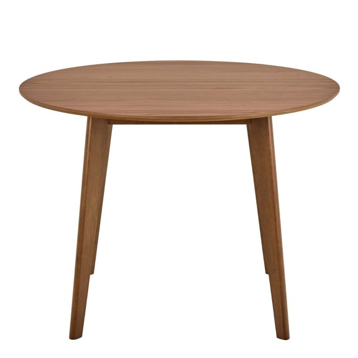 Round wooden table on a white background